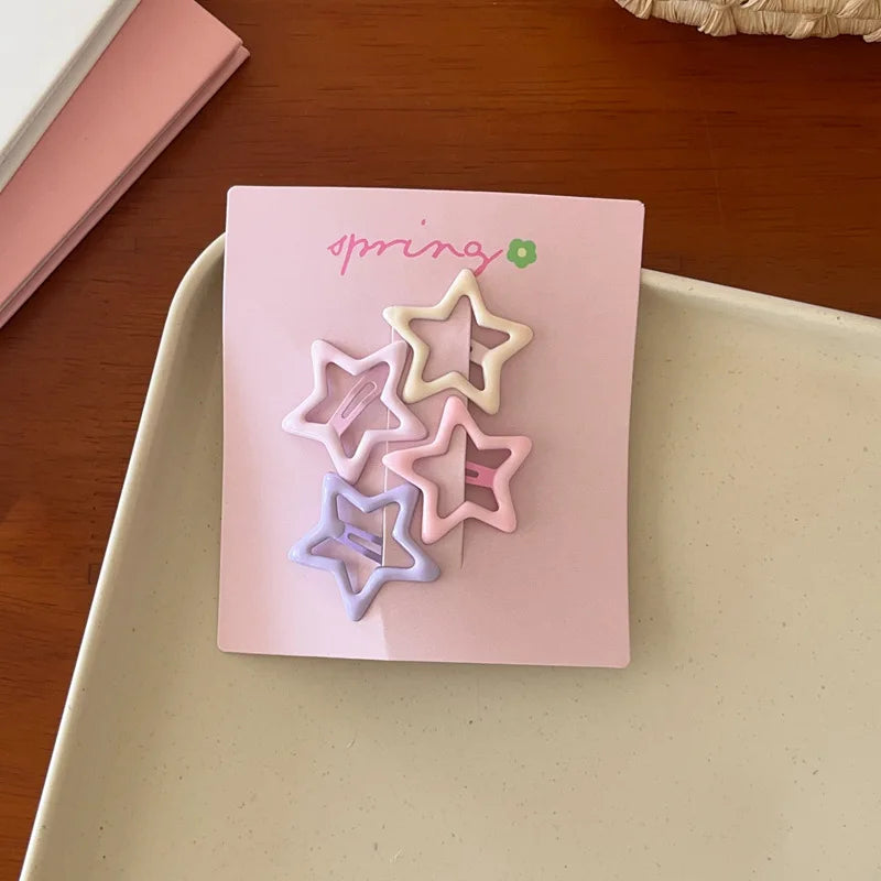 4pcs/set Cute Colorful Geometric Mini Hair Clips For Girls Sweet Hair Ornament Hairpins Barrettes Kids Lovely Hair Accessories