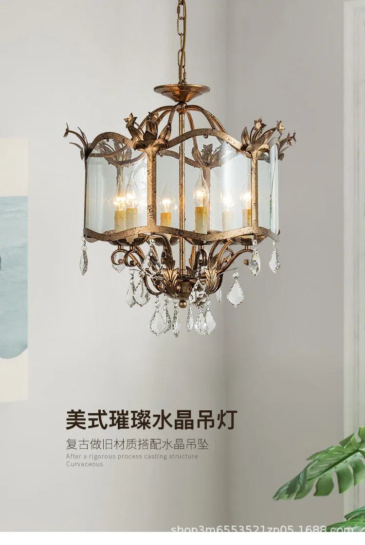 American Restaurant Chandelier Vintage French Candle Bedroom Crystal Lighting Including light bulbs