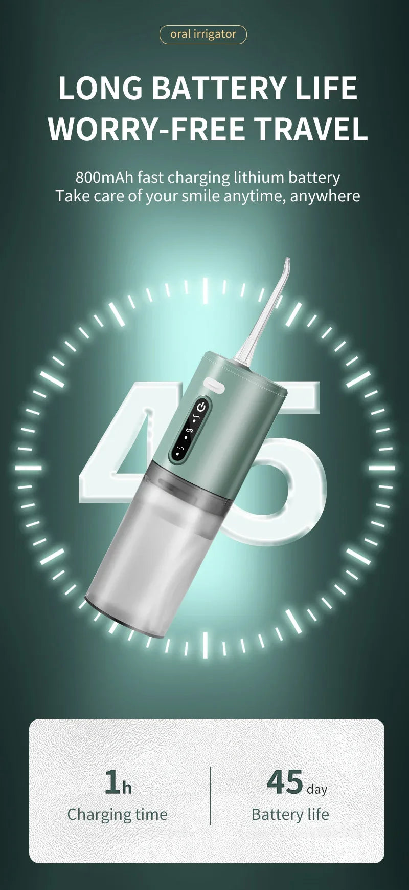 Xiaomi Dental Oral Irrigator 5 Nozzle Portable Dental Water Flosser USB Rechargeable 280ml Three frequency pulses Teeth Cleaner