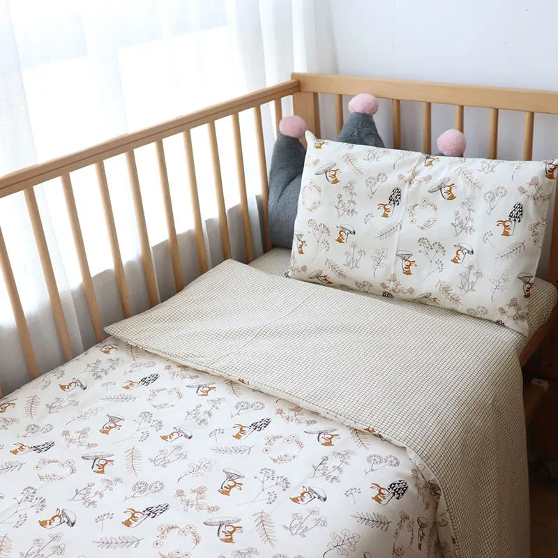 3 Pcs Baby Crib Bedding Set Cotton Bed Linens Boy Girl Cot kit Include Pillowcase Sheet Duvet Cover Children Room Decoration