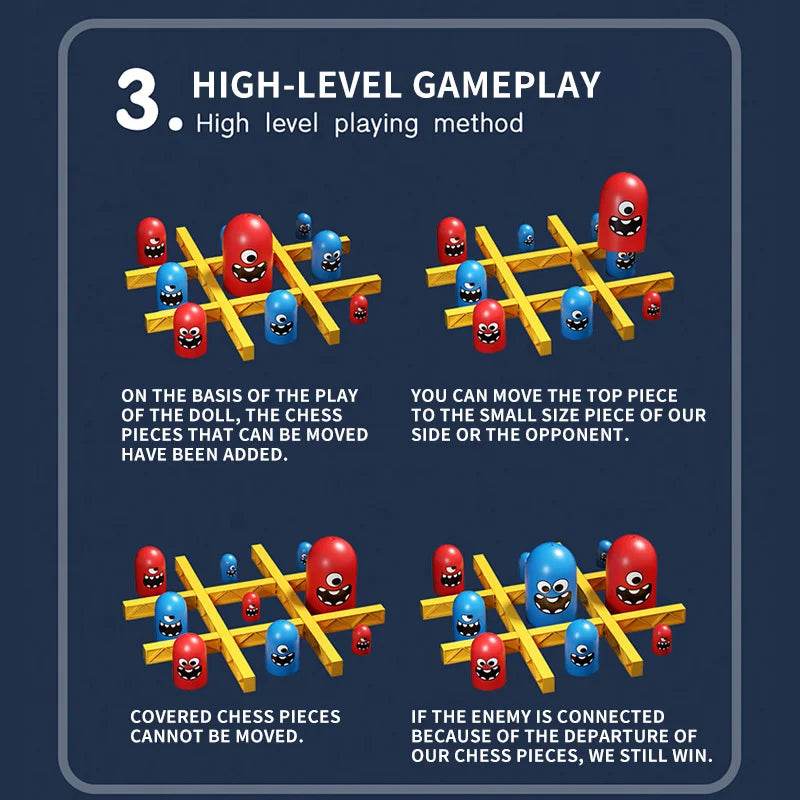 Tic Tac Toe Big Eat Small CartoonThinking Training Board Game Parent-Child Interactive Educational Toys For Kids Christmas Gifts - AIAZ