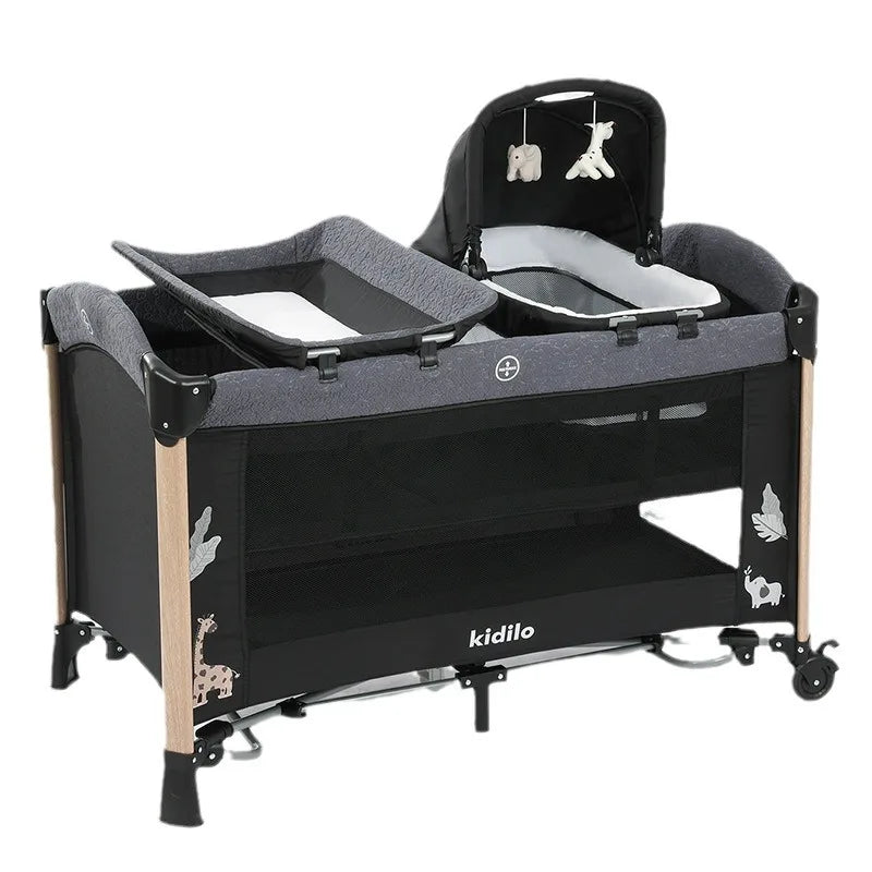Crib Multifunctional Children's Bed Portable Foldable Newborn Splicing Queen Bed