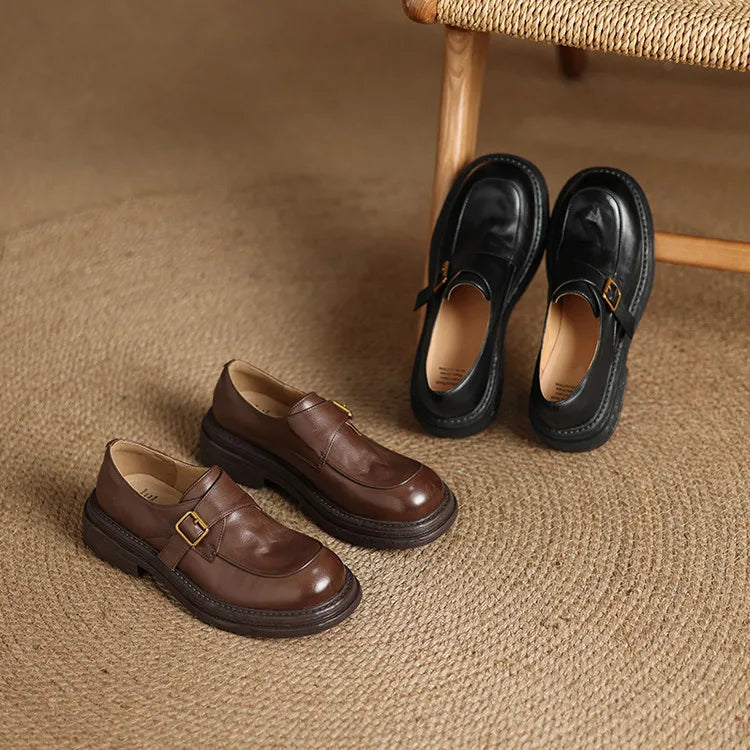 Dress Shoes Women Loafers Cow Leather Sheepskin Rubber Formal Business Suit Ladies 2025 Spring Autumn Handmade