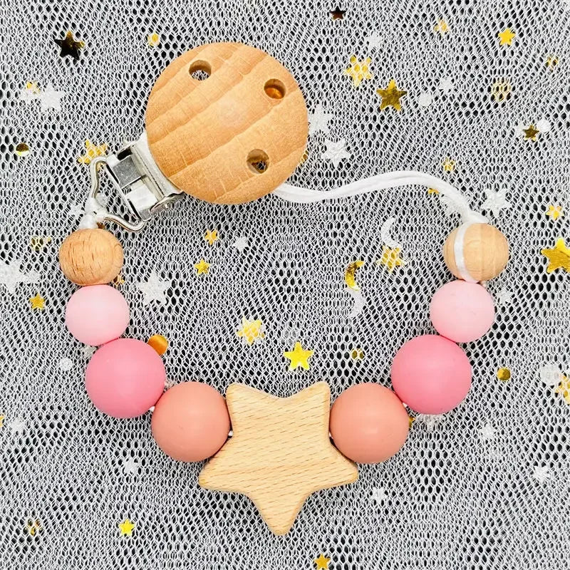 Custom Personalized Name Baby Pacifier Clip Bear Pacifier Chain Holder for Baby Teething Soother Chew Toy Food Grade Dummy Clips