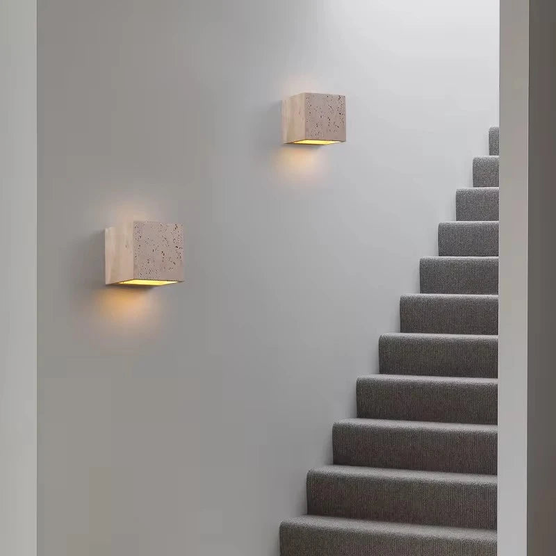 Simple Yellow Travertine Led Wall Lights For Balcony Bedroom Living Room Home Decor Modern Bedside Lamp Luminaria De Parede
