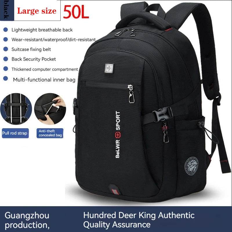 Backpack Primary School Middle School Students High School Bags Large Capacity Ultra-light Load Reduction Outdoor Travel Busines - AIAZ