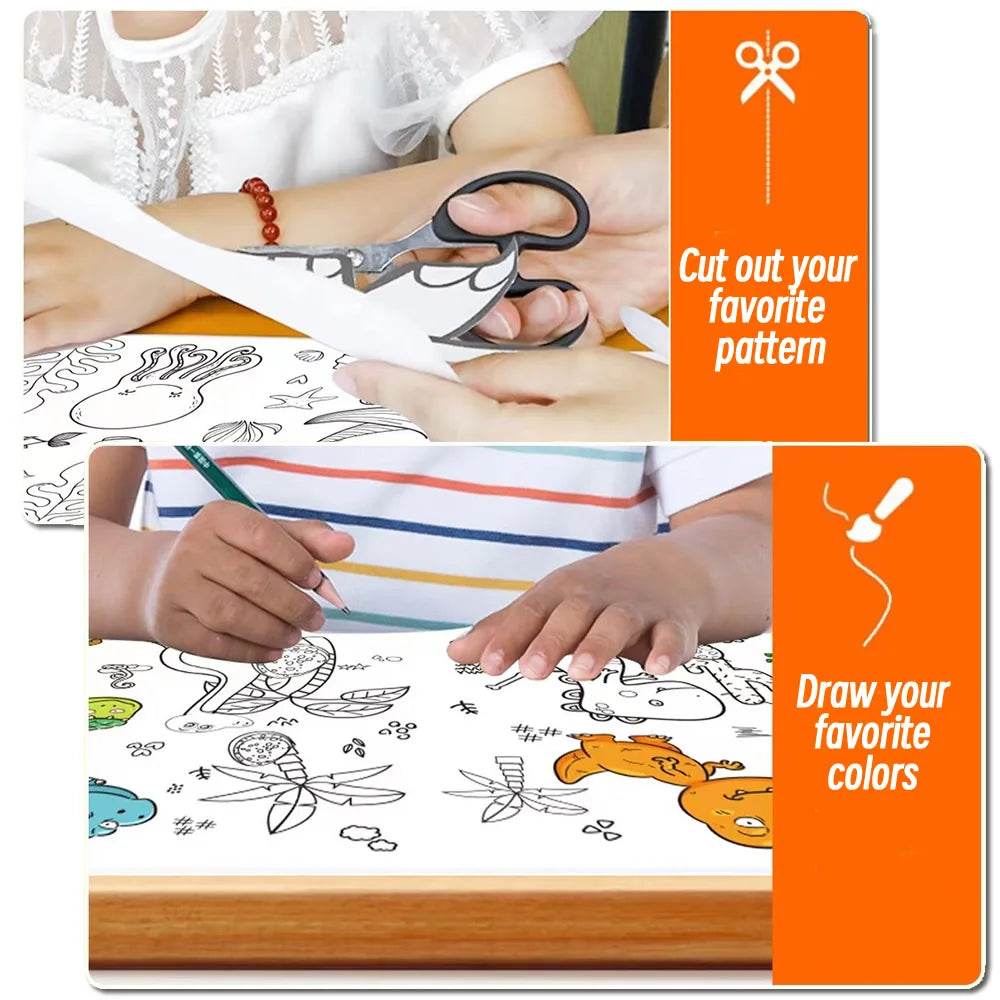 90cm Animal Children's Drawing Roll DIY Coloring Paper Roll Color Filling Graffiti Paper-cut for Kids Painting Educational Toys - AIAZ