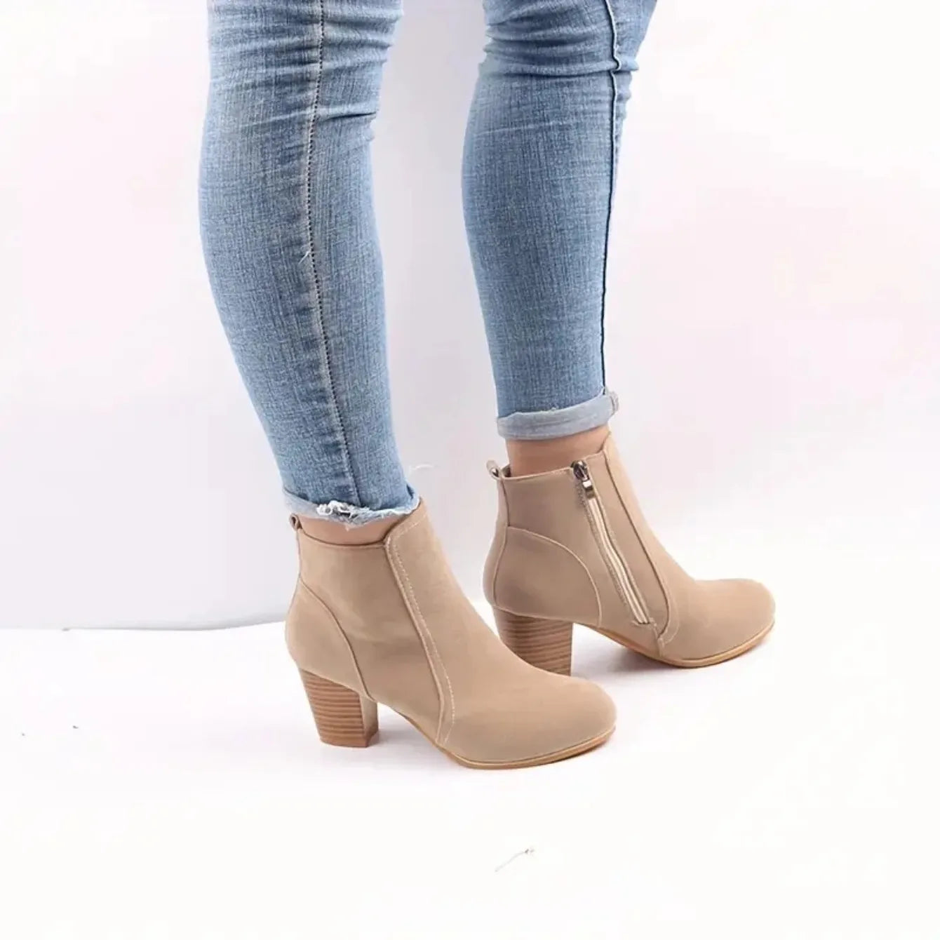 Woman Boots Autumn Winter Chunky Heels Zip Shoes for Women Luxury Fashion Chelsea Ankle Boots Women Fashion Comfortable Boots