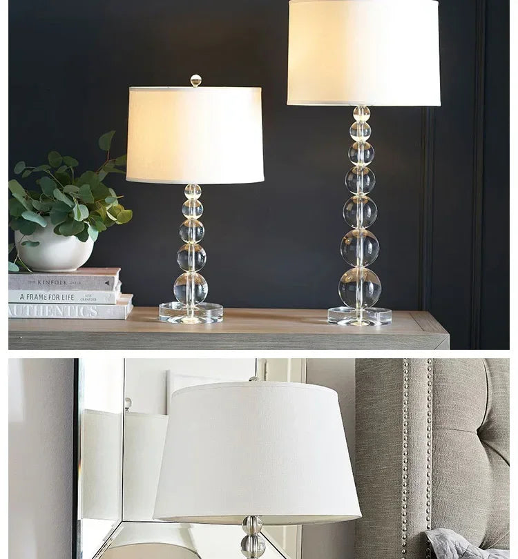 2025 Creative Fabric Table Lamp Crystal Glass Ball Lamp Living Room Creative Bubble Light Bedroom Beside Art Reading Lamp
