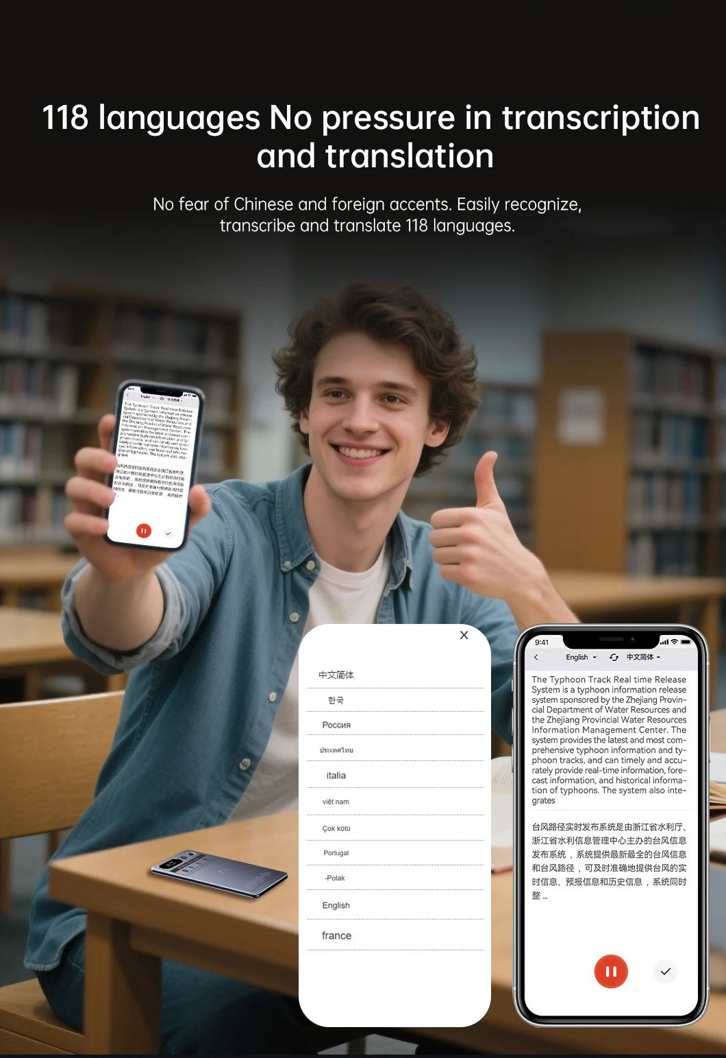 AI Voice Recorder, AI Notetaking Device for Meetings, Lectures, Calls, AI Transcription & Summarization Support 118 Languages