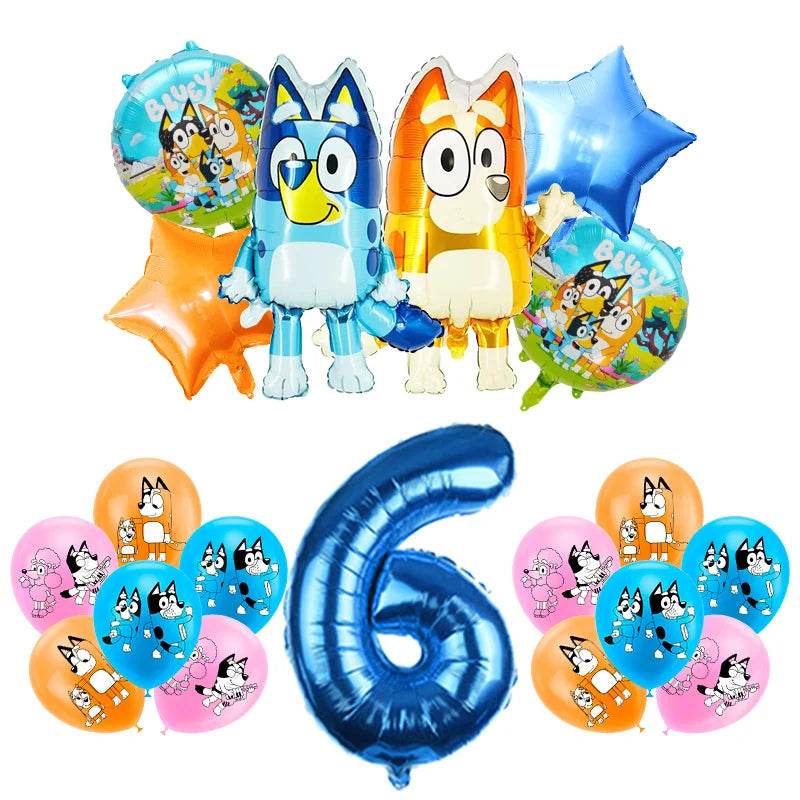 New Bluey Birthday Party Decoration Latex Balloons Bingo Aluminum Film Balloon Disposable Tableware Kids Event Supplies Backdrop - AIAZ