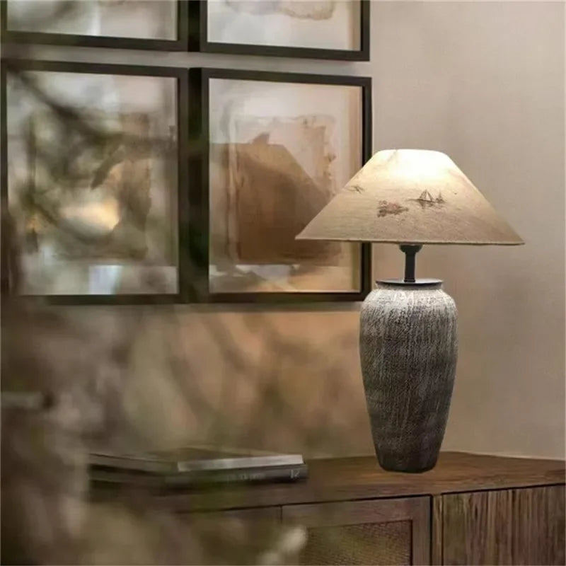 ULANI Contemporary Ceramic Table Lamp American Retro Creativity Living Room Bedroom Study Villa Hotel Homestay Desk Light