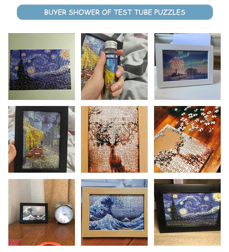 150PCS Mini Test Tube Jigsaw Puzzle Decompression Toys Fidget Toys Famous Painting Puzzle for Aldult Family Game Educational Toy