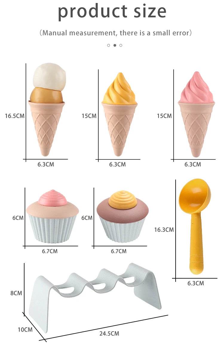 Children Beach toys play sand wheat straw material ice cream toys digging sand tools environmental Nordic wind outdoor - AIAZ