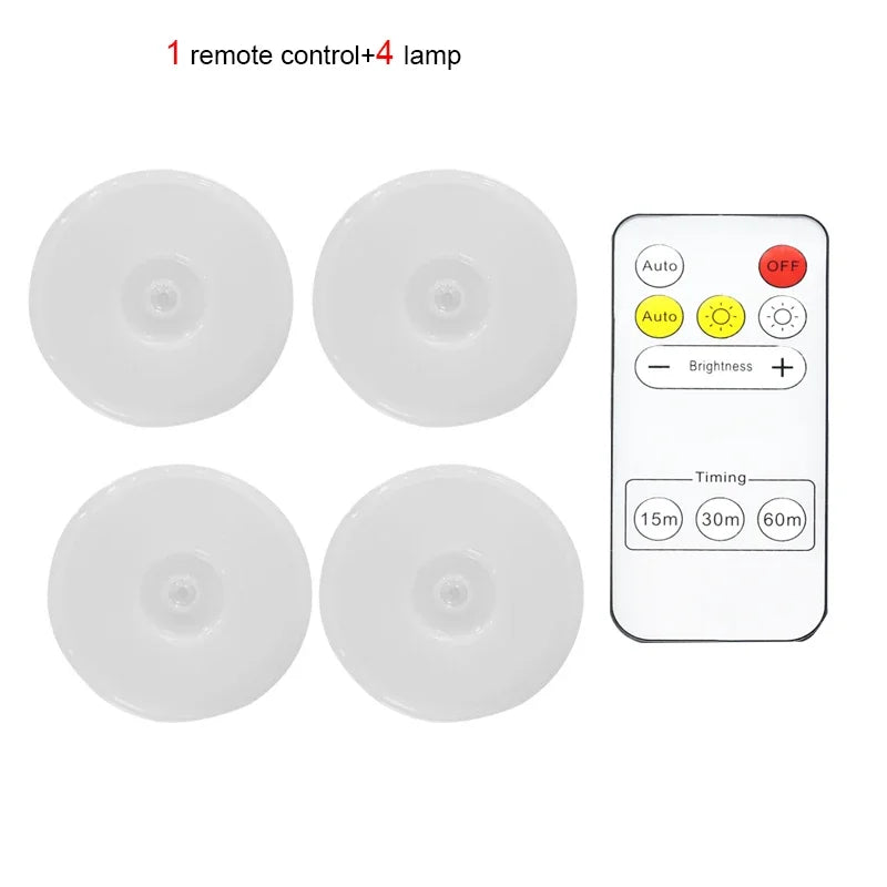 Magnetic Wireless Under Cabinet Kitchen Light USB Rechargeable Pir Motion Sensor Night Lamp with Remote Control for Bedroom Ward