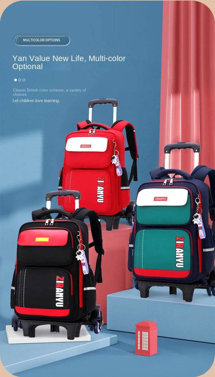 Rolling Backpacks for Primary School Children Trolley School Student Backpack Wheeled Bag Back To School Backpacks with Wheels - AIAZ