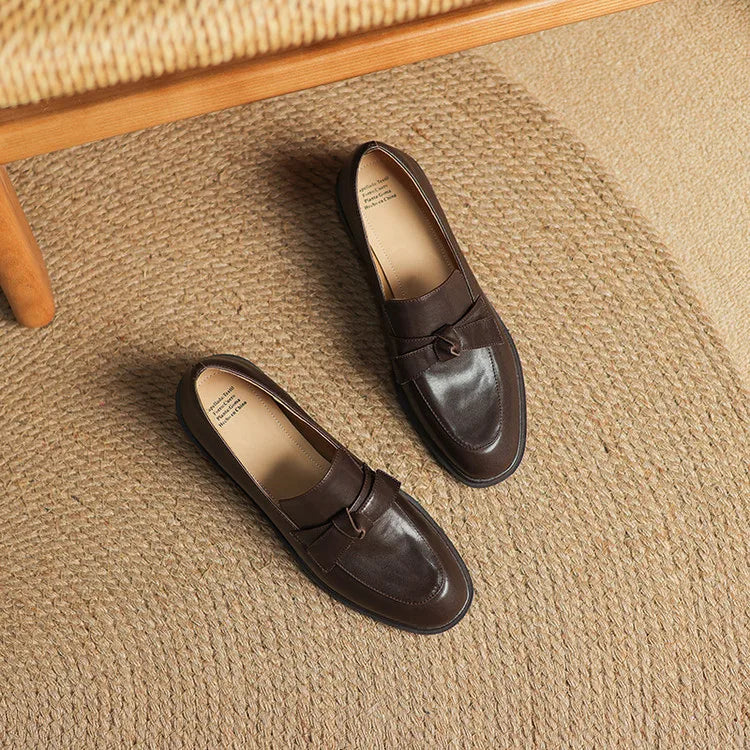 Dress Shoes Women Loafers Cow Leather Sheepskin Rubber Formal Business Suit Ladies 2025 Spring Autumn Handmade