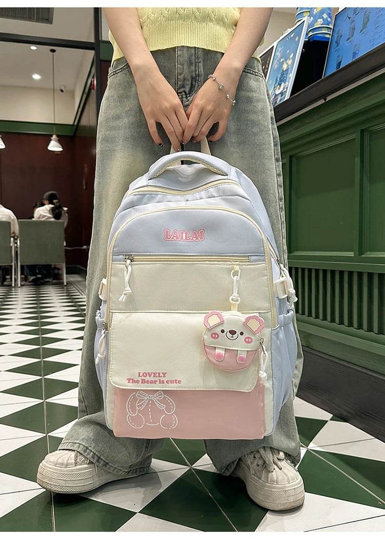 Schoolbag, a lightweight and large - capacity backpack designed for junior high school girls, aiming to relieve pressure and pro - AIAZ