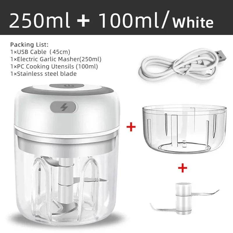 100ML/250ML Mini Electric Garlic Chopper USB Meat Grinder Garlic Masher Machine Sturdy Durable Crushed Ginger Vegetable Crusher - AIAZ