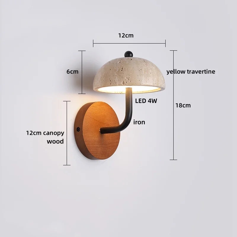 IWHD White Glass Interior LED Wall Lamps Reading With Switch Yellow Travertine Stone Bathroom Mirror Stair Light Wandleuchte