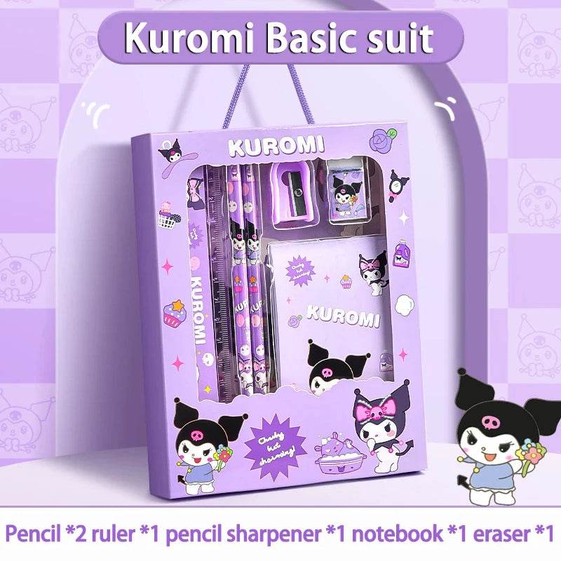 Sanrio Kuromi Melody Cinnamoroll Stationery Gift Box Girls Primary School 12-Piece School Supplies for Children Kawaii New Hot - AIAZ