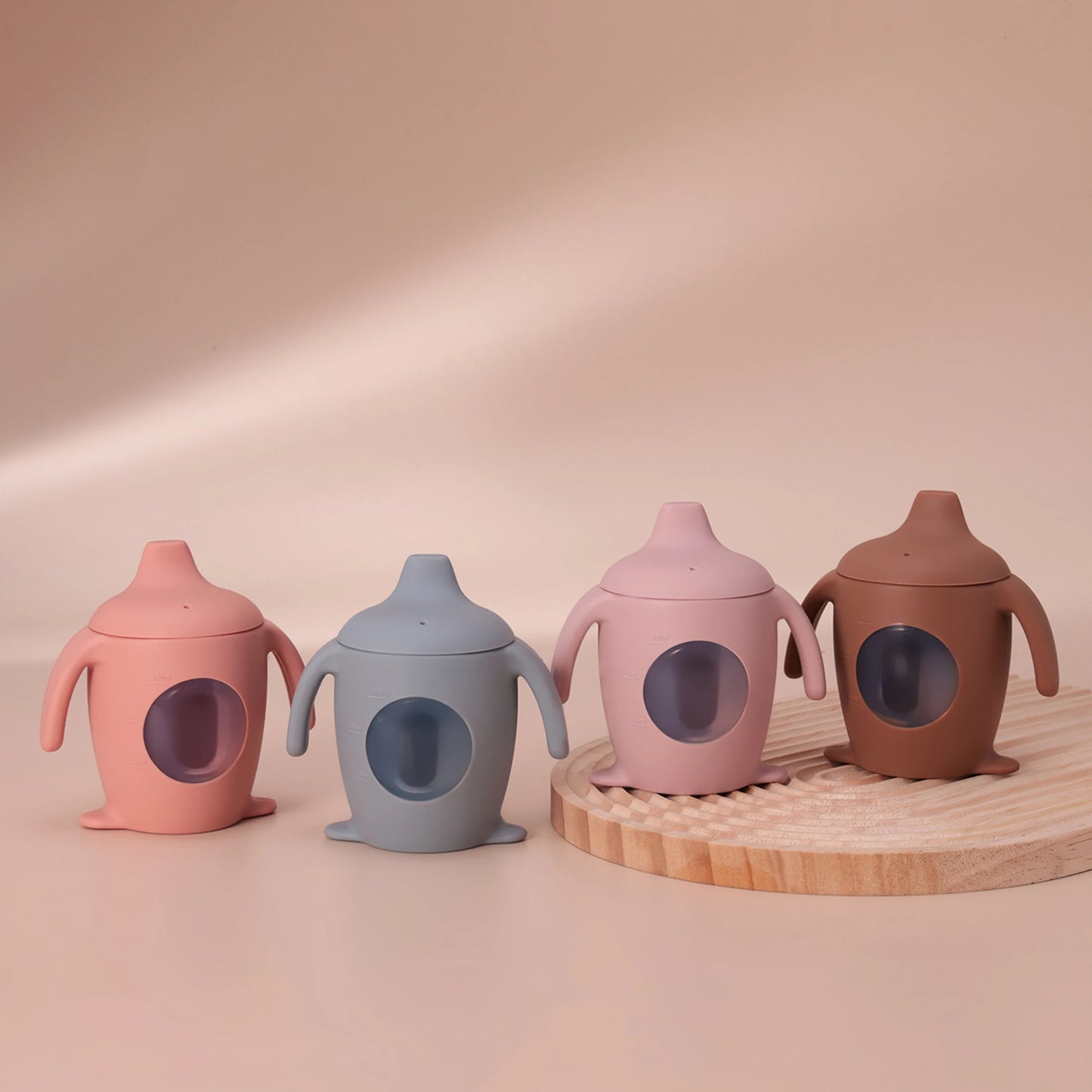 Color Kids 1PCS Silicone Penguin Sippy Cup Transparent Baby Water Bottle BPA Free Leakproof Portable Infant Cup Baby Gifts