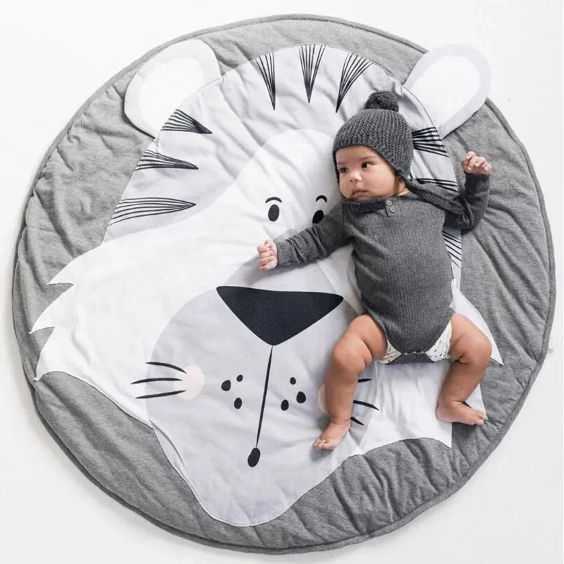 Cartoon Animals Baby Play Mats Pad Toddler Kids Crawling Blanket Round Carpet Rug Toys Mat For Children Room Decor Photo Props