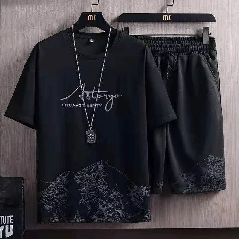 Men's Casual Sport Ice Silk Suit Printed Sweatshirt Sweatpants Outdoor Jogging Sports Basketball Training Fitness 2 Piece Suit - AIAZ