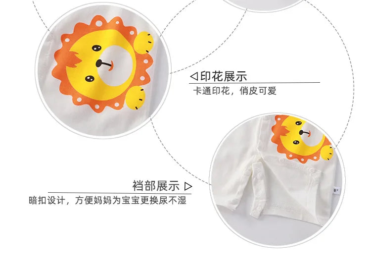 Newborn Clothes Cute Cartoon Dinosaur Tiger Shark Lion Print Strap Comfortable Summer Boys Girl 0-18 Short Sleeved Baby Jumpsuit