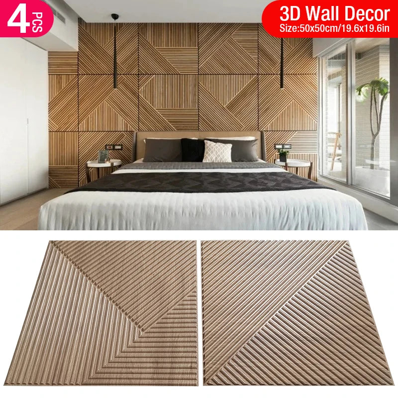 4pcs 50x50cm Premium 3D Wave Wall panel Stripe Wallpaper PVC Wall Decor Living Room Bedroom Office Decor TV Background 9 sold