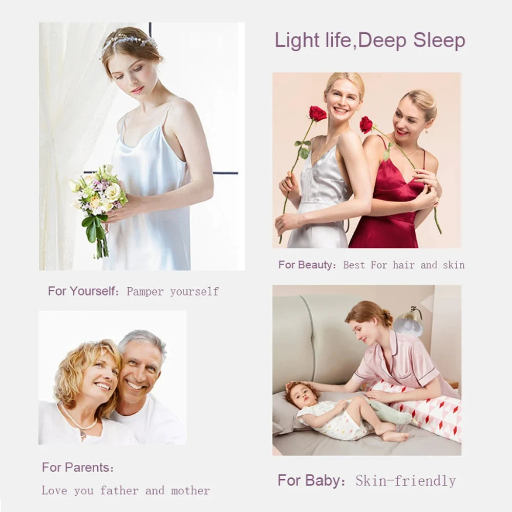 Sondeson 100% Nature Silk Duvet Cover With Pillowcase Healthy Skin Twin Queen King Solid Color Silky Bedding For Sleep Gift