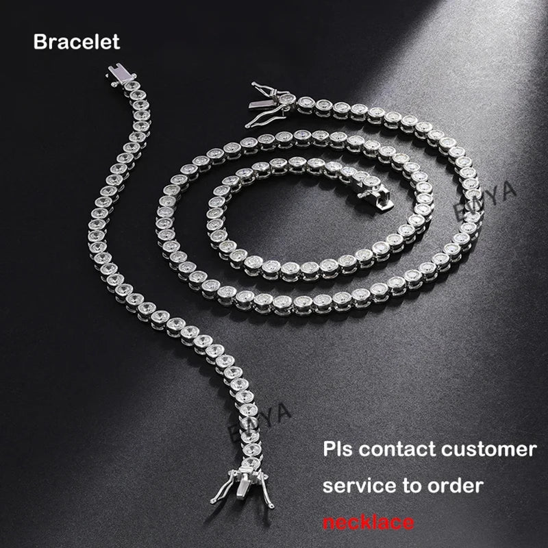 EWYA Luxury Bubble 2/3mm D Color Full Moissanite Tennis Necklace for Women S925 Silver Plated 18K Diamond Neck Chain Necklaces