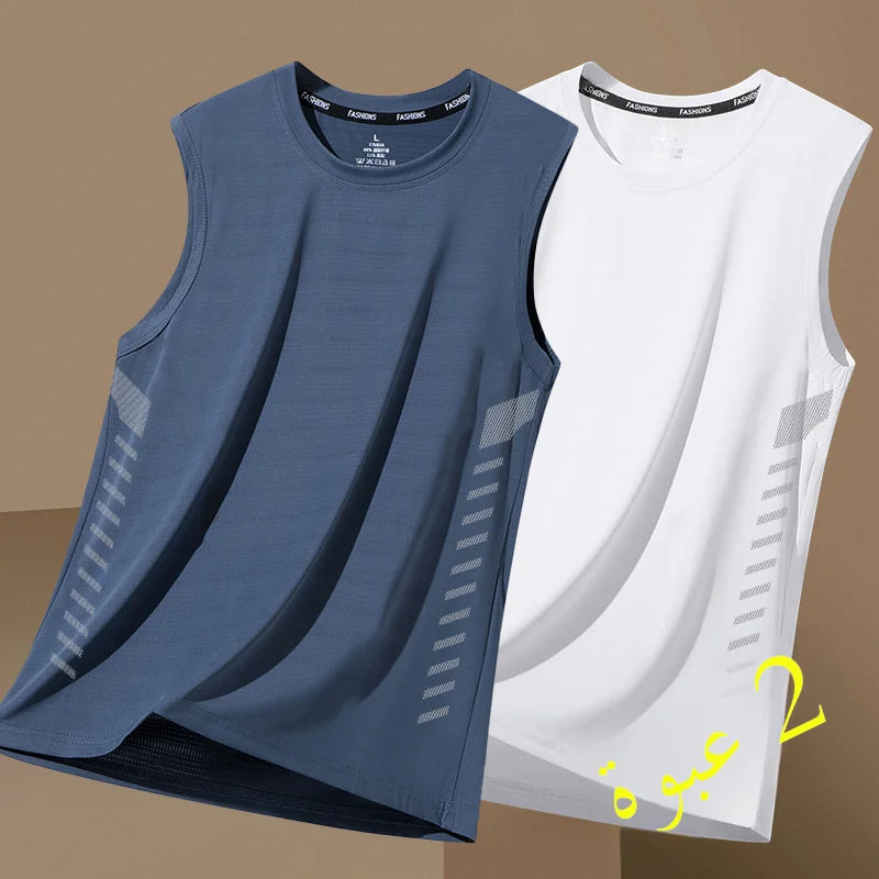 Men's Summer New Sle Qui Dry Sport Vest Loose Ice Silk Svel T-irt Fitn Training Running Baskeall American Sle