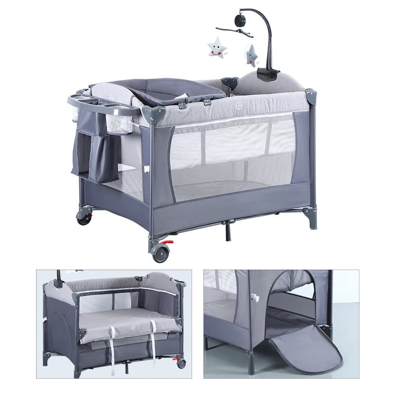PANGDUBE Multifunctional Baby Crib 0 to 3 Years Old Newborn Baby Bed 104*76cm Cribs with Changing Table,Playpen,Co-sleeping Bed