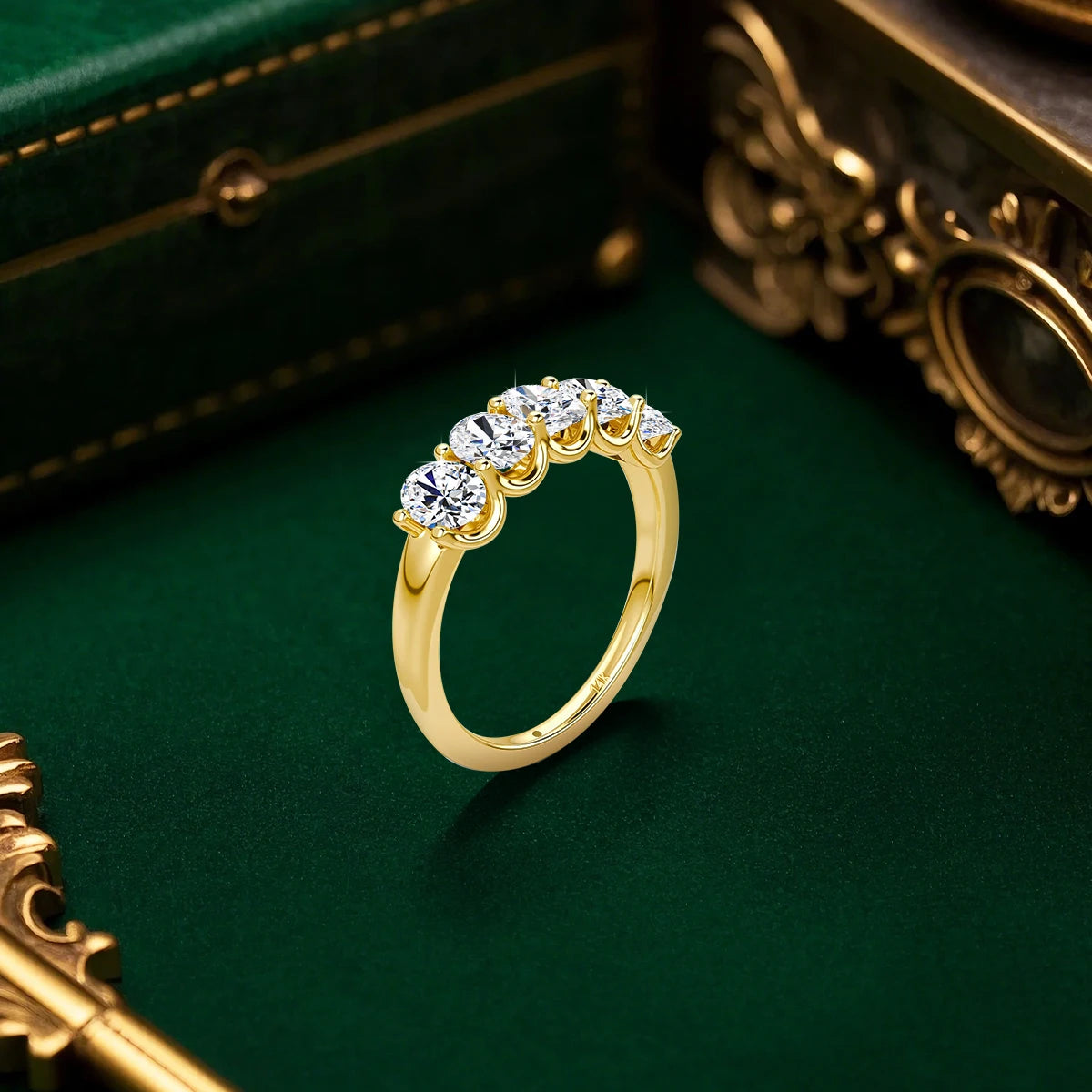 Real 14k Gold Oval Moissanite Eternity Ring Wedding Band For Women AU 585 K Gold Fine Jewelry Engagement Gift With Certificate