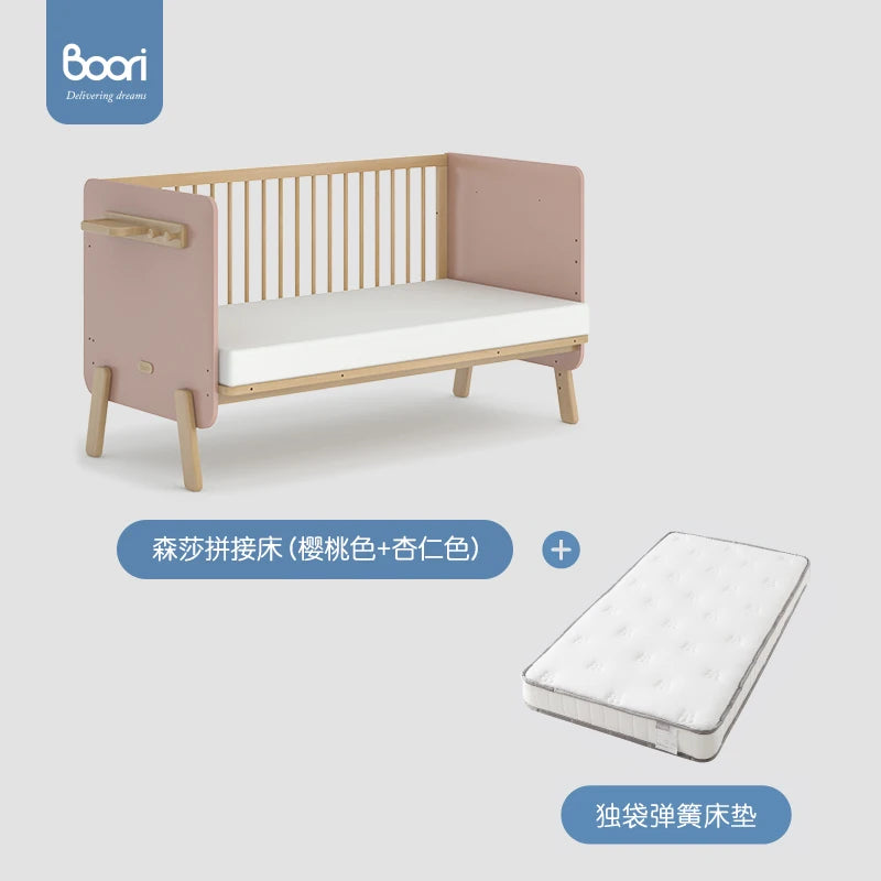 ZZ Splicing Bed Children's Seamless Bedside Bed Widened Crib Adjustable High Guardrail Bed