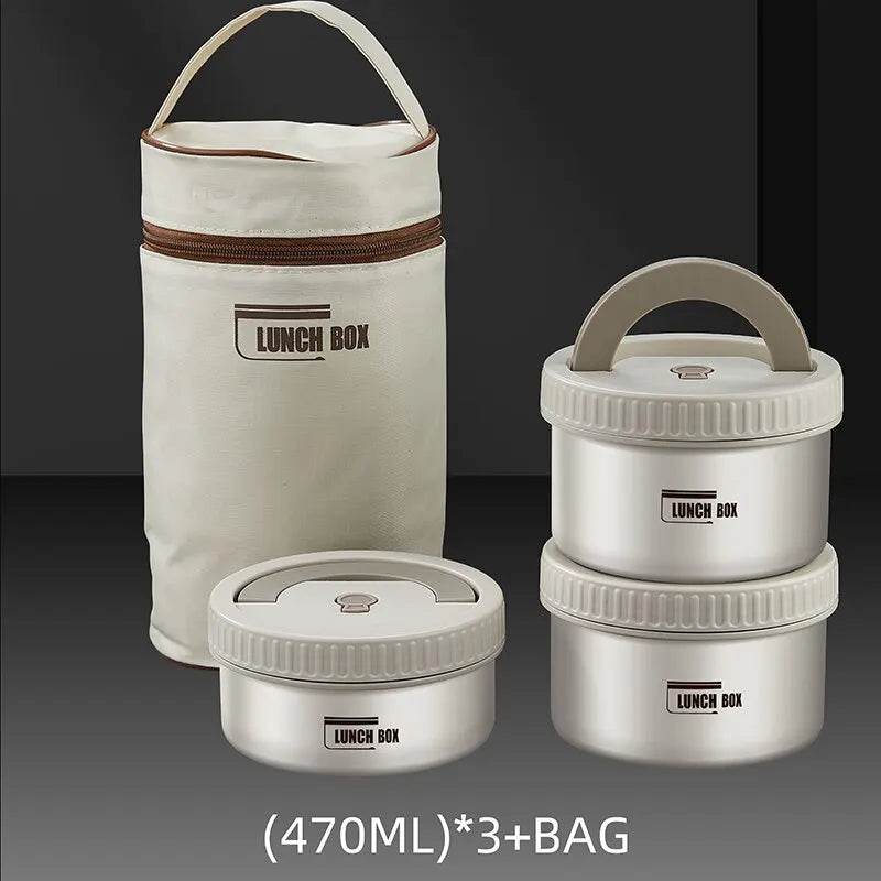 Lunch Box Portable Insulated Lunch Container Set Stackable Bento Stainless Steel Lunch Container - AIAZ
