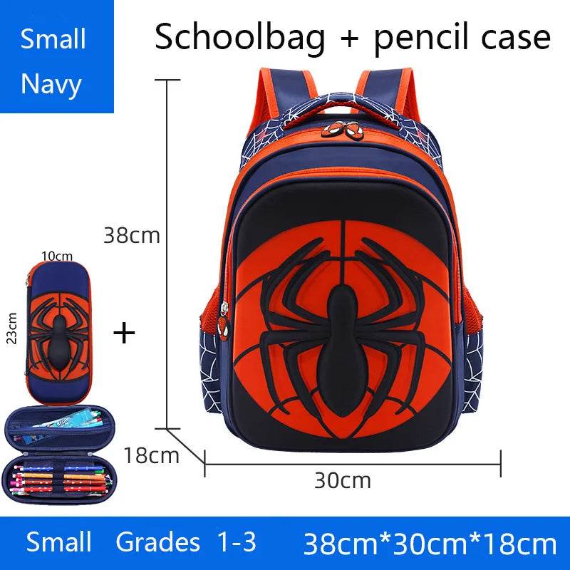 Spider Backpack+Pencil Case Set for Boys School Bag Elementary for Kids School Bag Cartoon Waterproof Primary Backpack - AIAZ