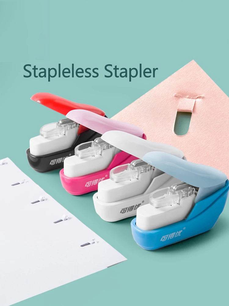 Book Paper Stapling Mini Portable Stapleless Stapler School Office Supplies - AIAZ