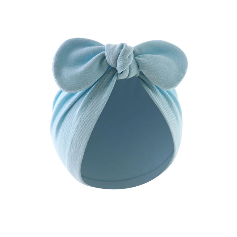 Pudcoco Baby Girls Turban Hat, Soft Elastic Cute Knotted Bow Hat Nursery Beanie Cap for Infant