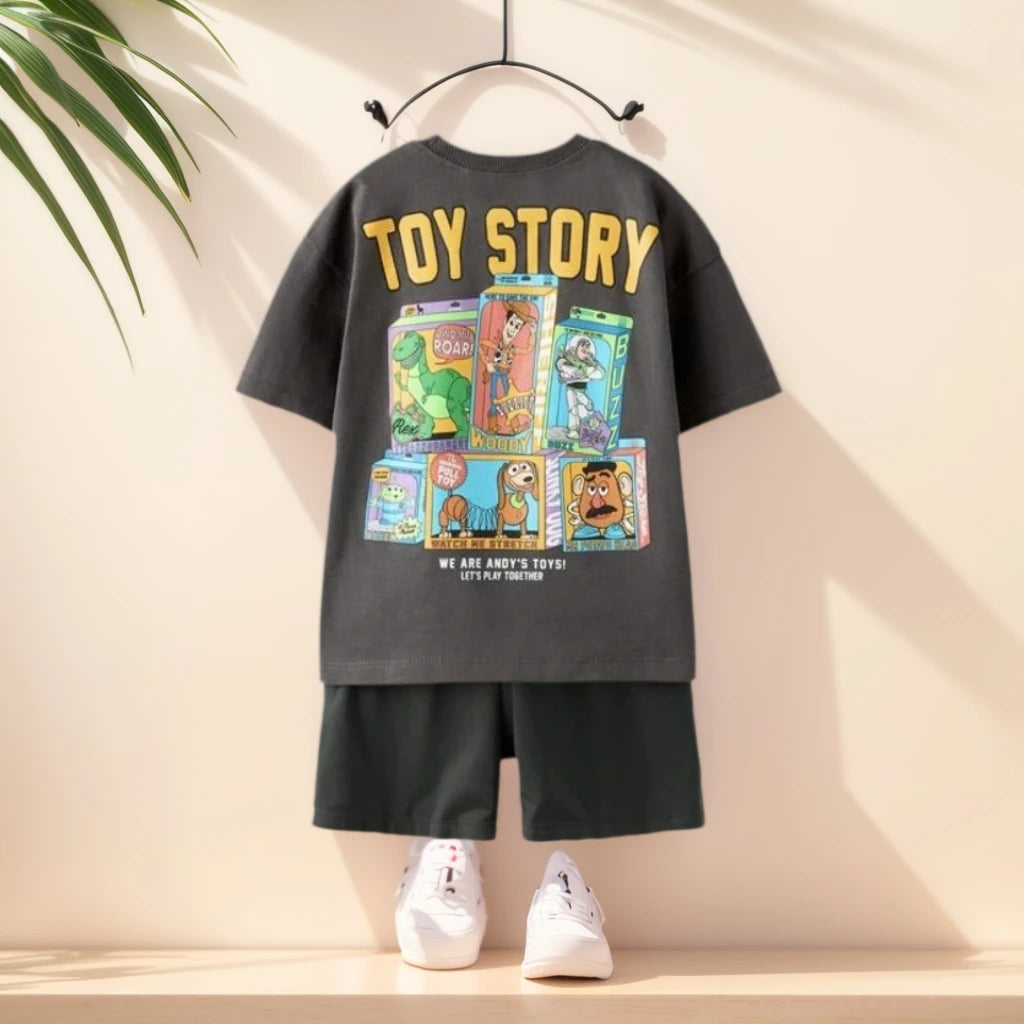 2pcs Summer Child Costume Toy Story Tshirt+shorts Set Casual Sports Clothes Trendy Short Sleeve Outfits Outer Wear For Kids Boy