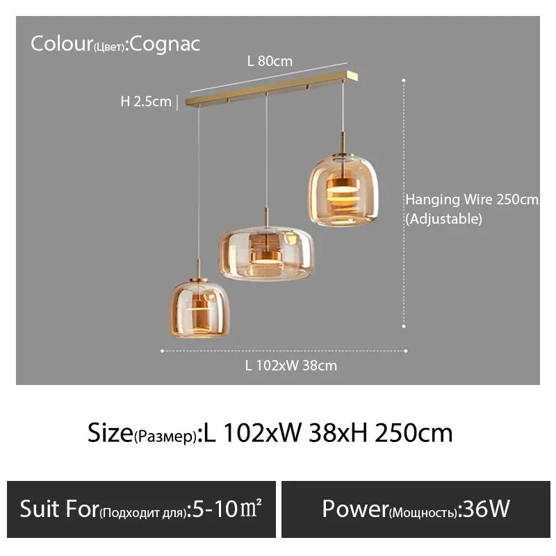 Nordic Glass Restaurant Pendant Lamp Simple Bar Hanging Lamp Dining Room Table Ceiling Light