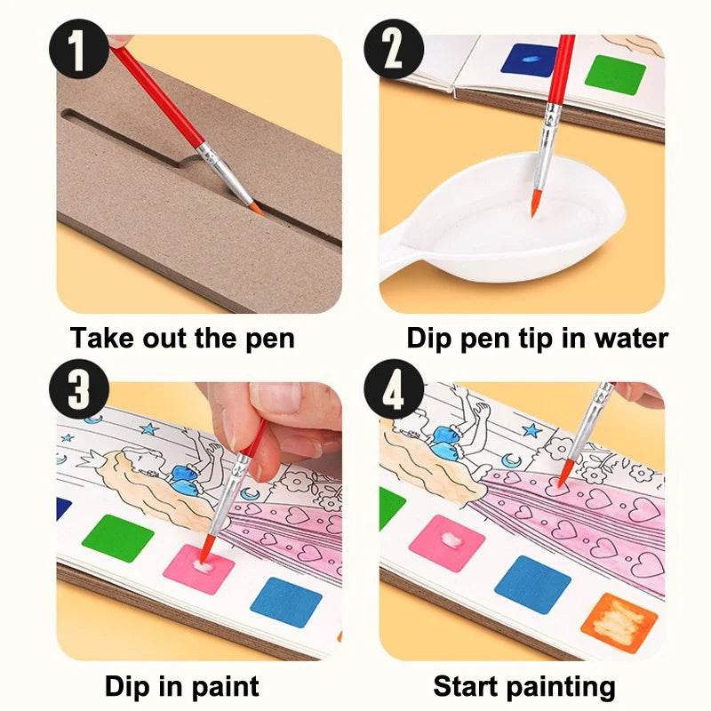12Pages Coloring Books Portable Watercolor Painting Book Graffiti Picture Books Painting Drawing Toys For Children Gift - AIAZ