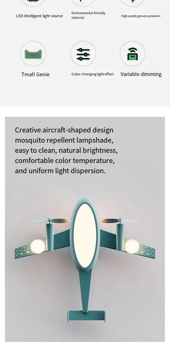 JIANKEXING Bedroom Lights Children's Room Lights Luxury Creative Cartoons Airplanes Chandeliers Modern Minimalist Boys Girls