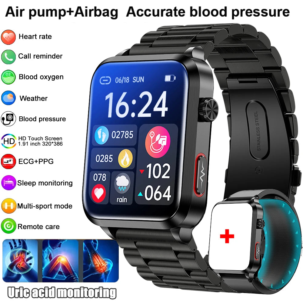 For huawei 2025 New Smart Watch air Pump ECG True Accurately Blood Pressure Airbag health watch Uric Acid Blood Lipids watch men