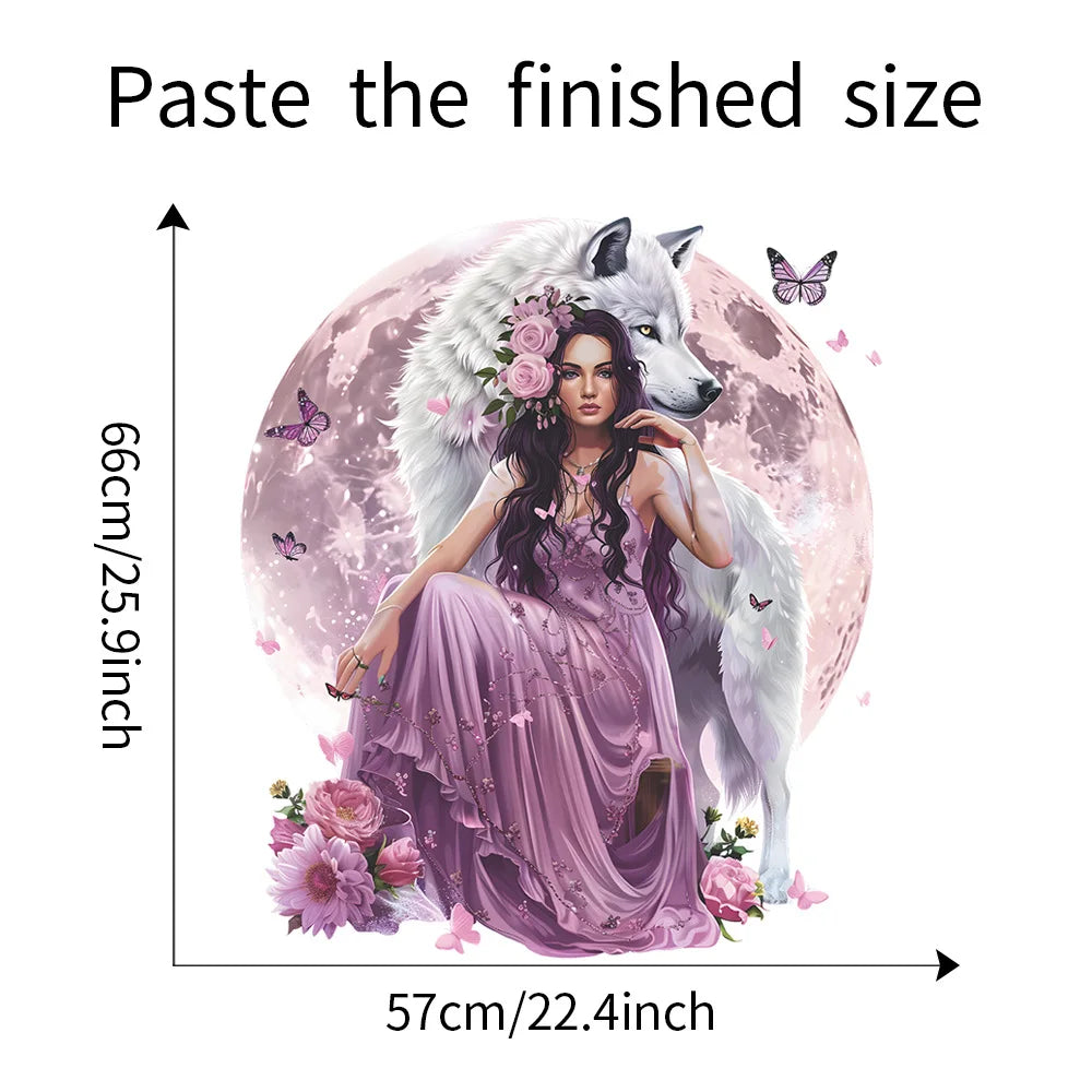 Purple Wolf Girl Vinyl Wall Decal For Kids Room Decoration Room Decor Bedroom Accessories Wall Art Home Decoration Wall Decor