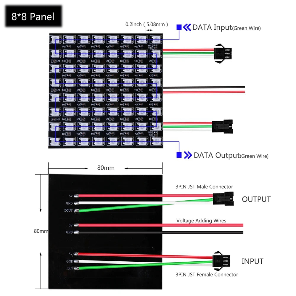 1~5Pcs WS2812B 16X16 RGB LED Digital Flexible Individually Addressable Panel Light Strip WS2812 8X8 8X32 Module Matrix Screen 5V