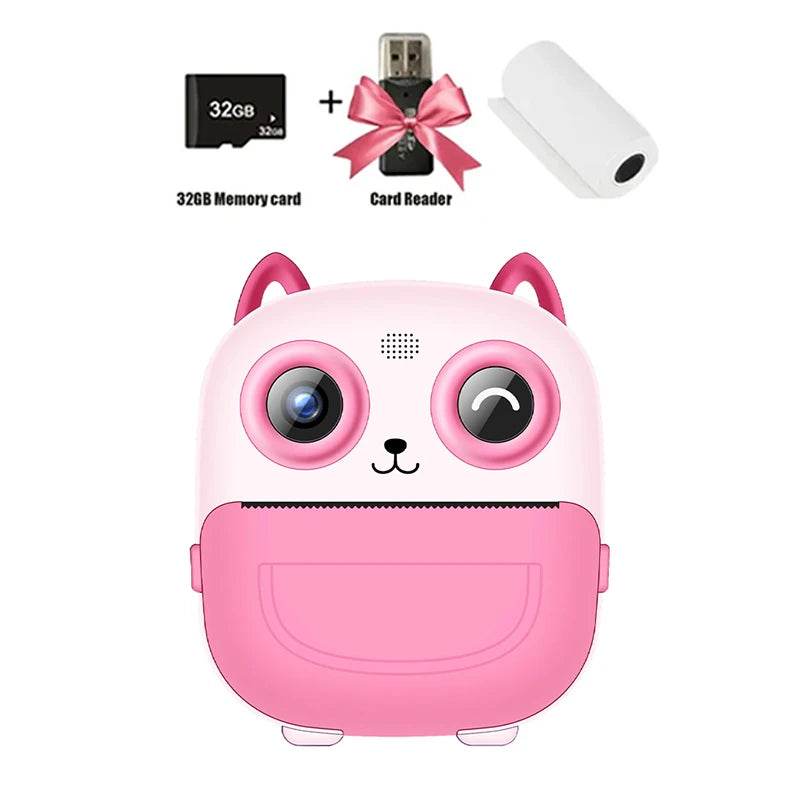 Children Digital Camera Instant Print for Kids Thermal Print Camera Instant Photo Printing Camera Video Toys+32G Memory Card - AIAZ