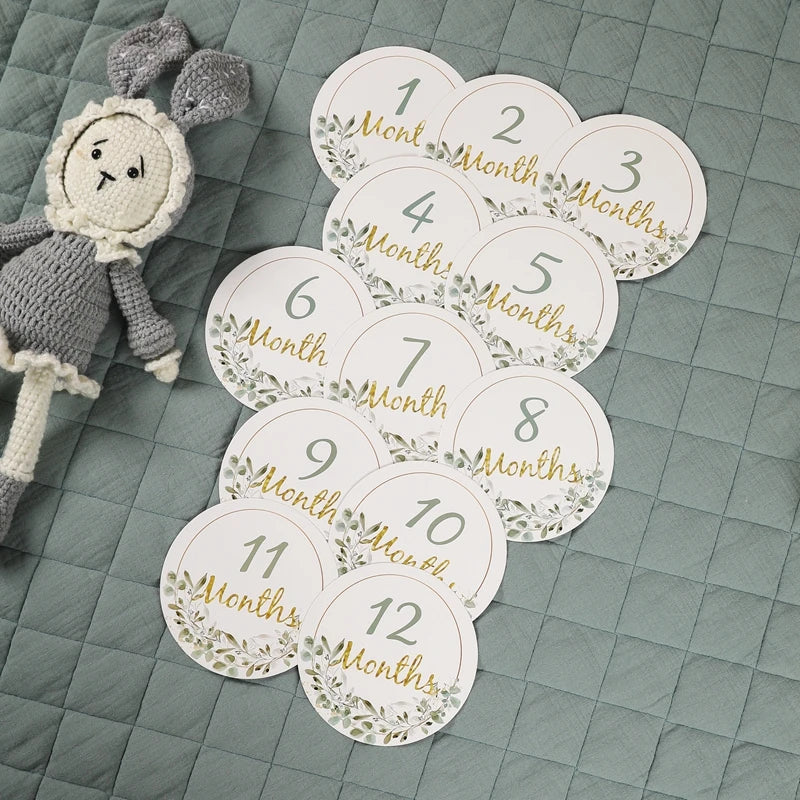 Newborn Milestone Cards Paper Number Monthly Memorial Milestone Photo Cards Commemorative Baby Birth Baby Photography Props