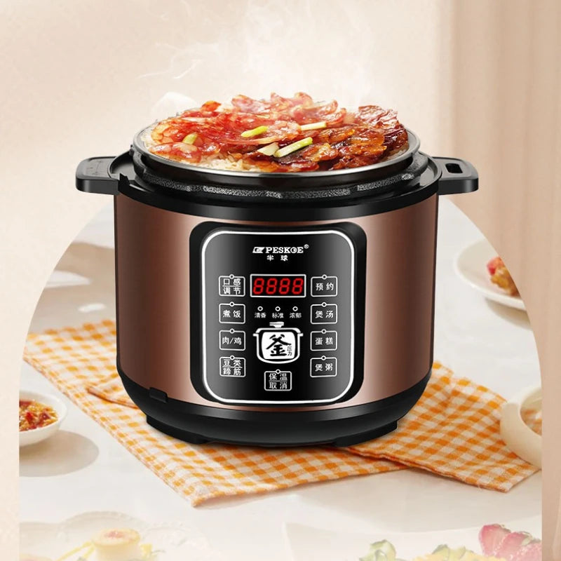 6L Dual Stainless Steel Pot Electric Cooker,Multifunctional Digital Pressure Cooker,Smart Rice Steamer 5L Capacity Cooking Pot